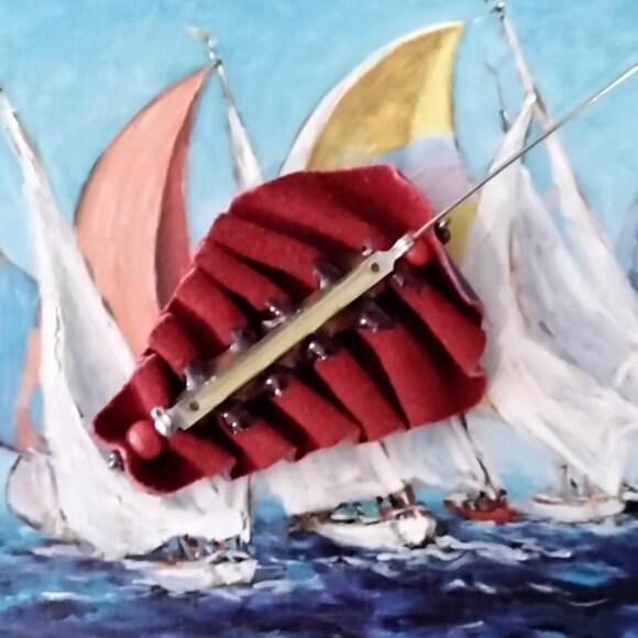 Unique Leather Sailboat Design Brooch or Lapel Pin - Picture 5 of 5